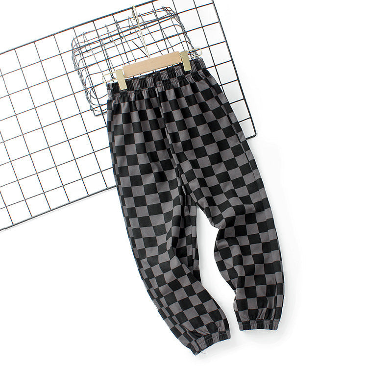 Baby Boy Checkerboard Pattern Summer Loose Pants-2