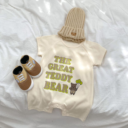 Baby Letter Graphic Crewneck Short Sleeve Casual Romper-2