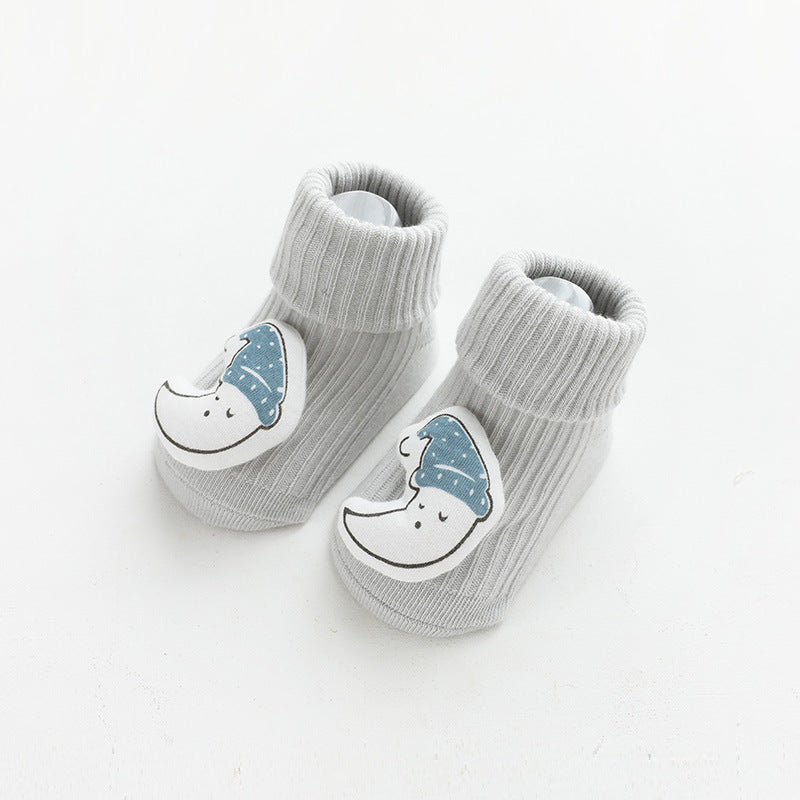 Baby Cartoon 3D Doll Patched Pattern Non-Slip Floor Socks-2