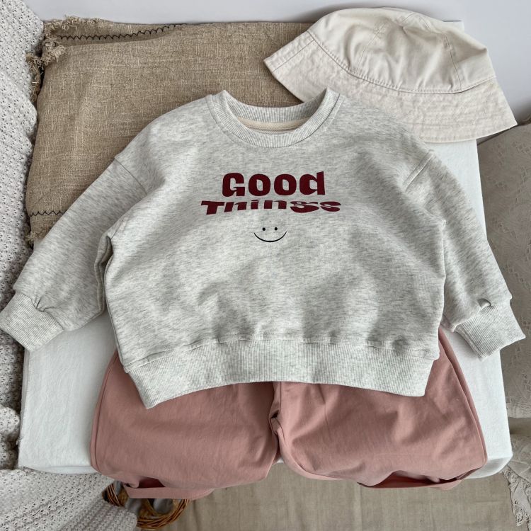 Baby Slogan Print Pattern O-Neck Pullover Hoodie-2