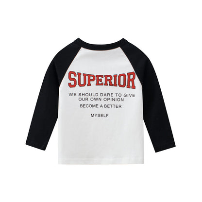 Boys Sportgear Letter Print Round Collar Long-Sleeved T-Shirt-2