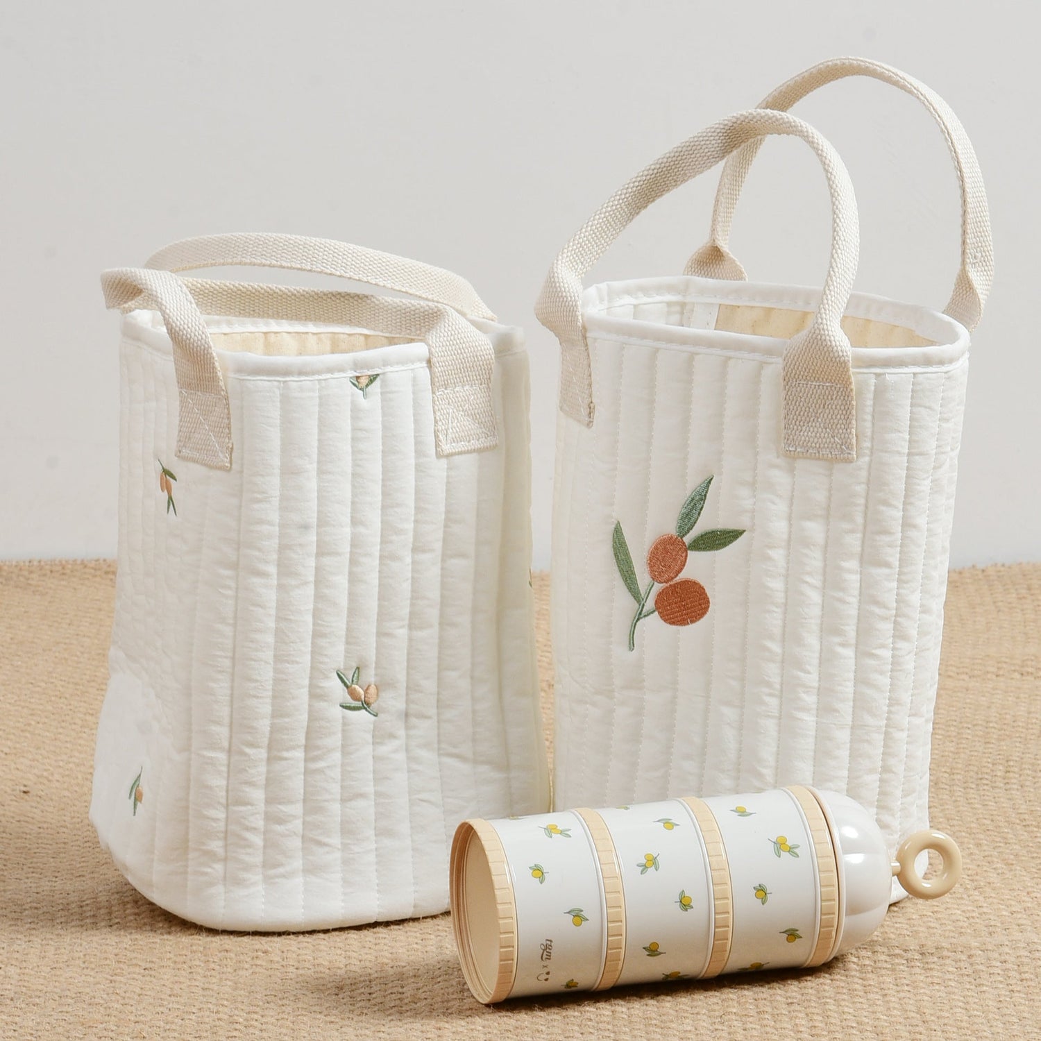 Baby Embroidered Pattern Baby Bottle Storage Mommy Handbag With Compartment-2