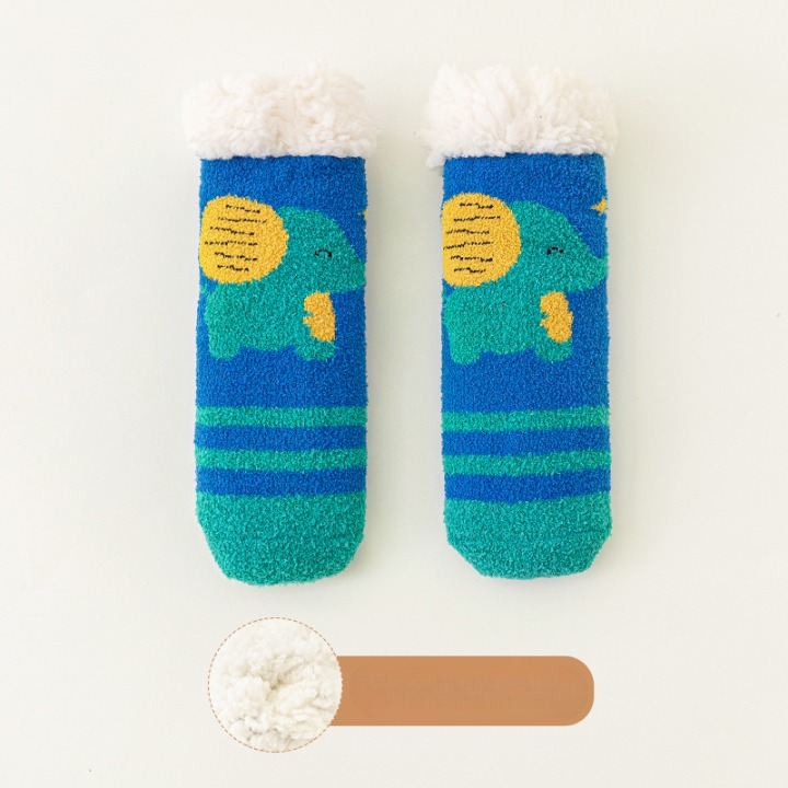 Baby Cartoon Pattern Thickened Lambswool Coral Fleece Socks-4