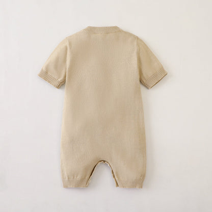 Baby Unisex 100% Cotton Knitting Romper With Hollow-Out Rabbit Design In Summer Outfit-2