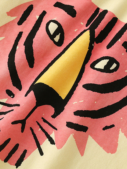 Summer Baby Kids Boys Tiger Animals Cartoon Print T-Shirt And Striped Shorts Clothing Set-2