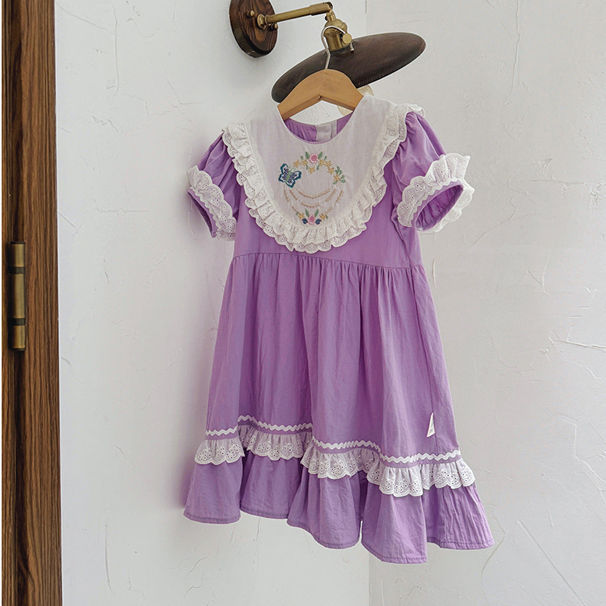 New Arrival Summer Baby Kids Girls Short Sleeves Noble Princess Dress-3