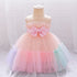 Summer Baby Kids Girls Princess Crew Neck Sleeveless 3D Butterfly Bow Colorful Mesh Dress-4