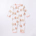 Baby Animal Print Pattern Full Button Design Cotton Romper-2