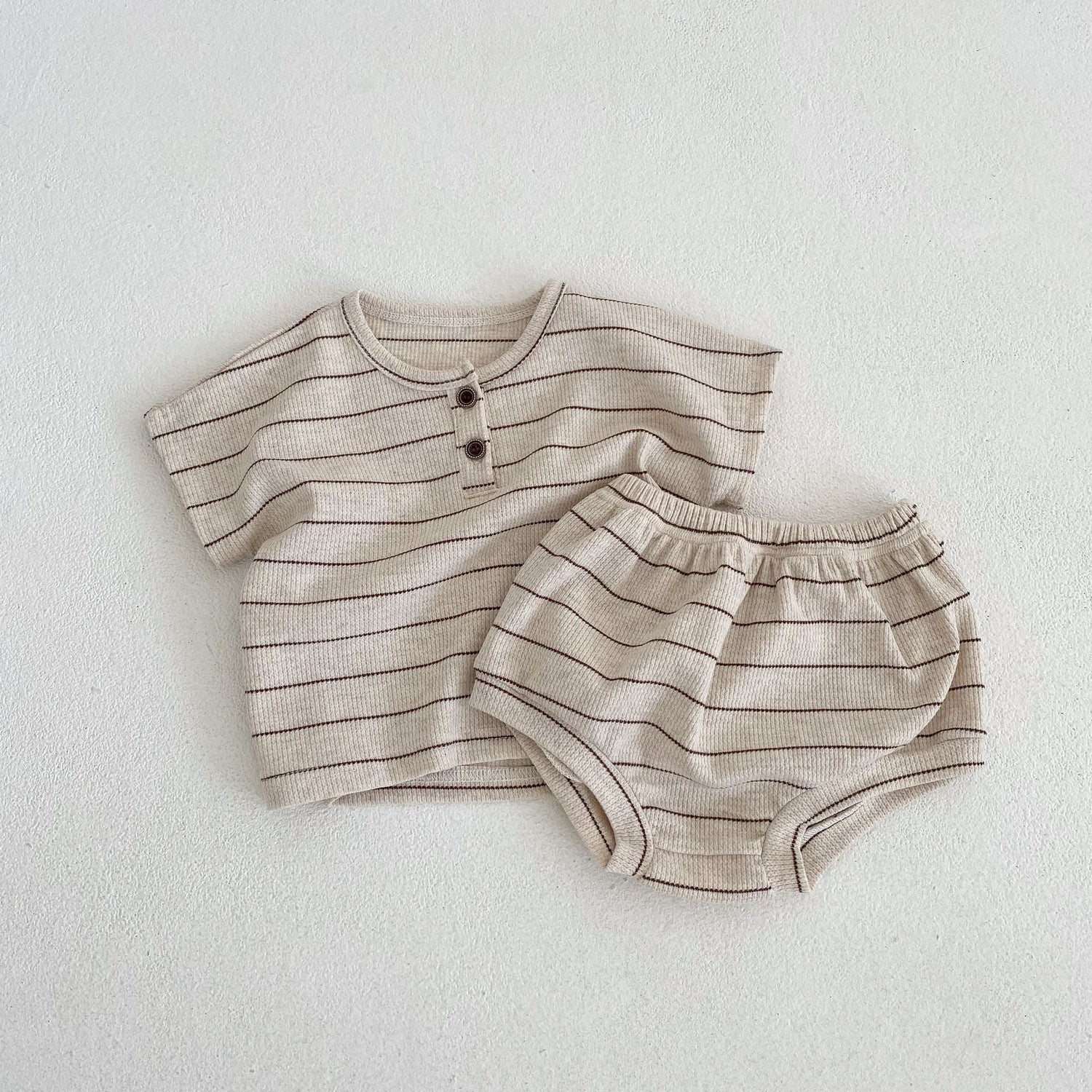 Baby Striped Pattern T-Shirt Shorts Casual Comfy Sets-2