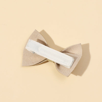 Girls Plain Solid Color Bow Tie Hair Clips Handmade Cloth Accessory-2