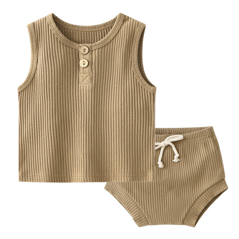 Baby Soft Cotton Sleeveless Vest With Shorts Sets-1