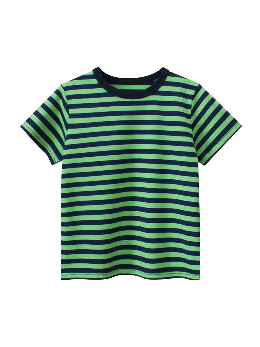 Boys’ Striped Pattern Casual T-Shirt In European And American Style-2