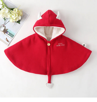 Kids Slogan Embroidered Graphic Cartoon Animal Shape Fleece Warm Shawls-2