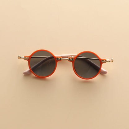 Kids Small Frame Design Vintage Style Metal Sunglasses-2