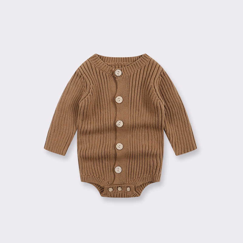 New Arrival Baby Cotton Knitting Solid Color Cozy Onesie-2