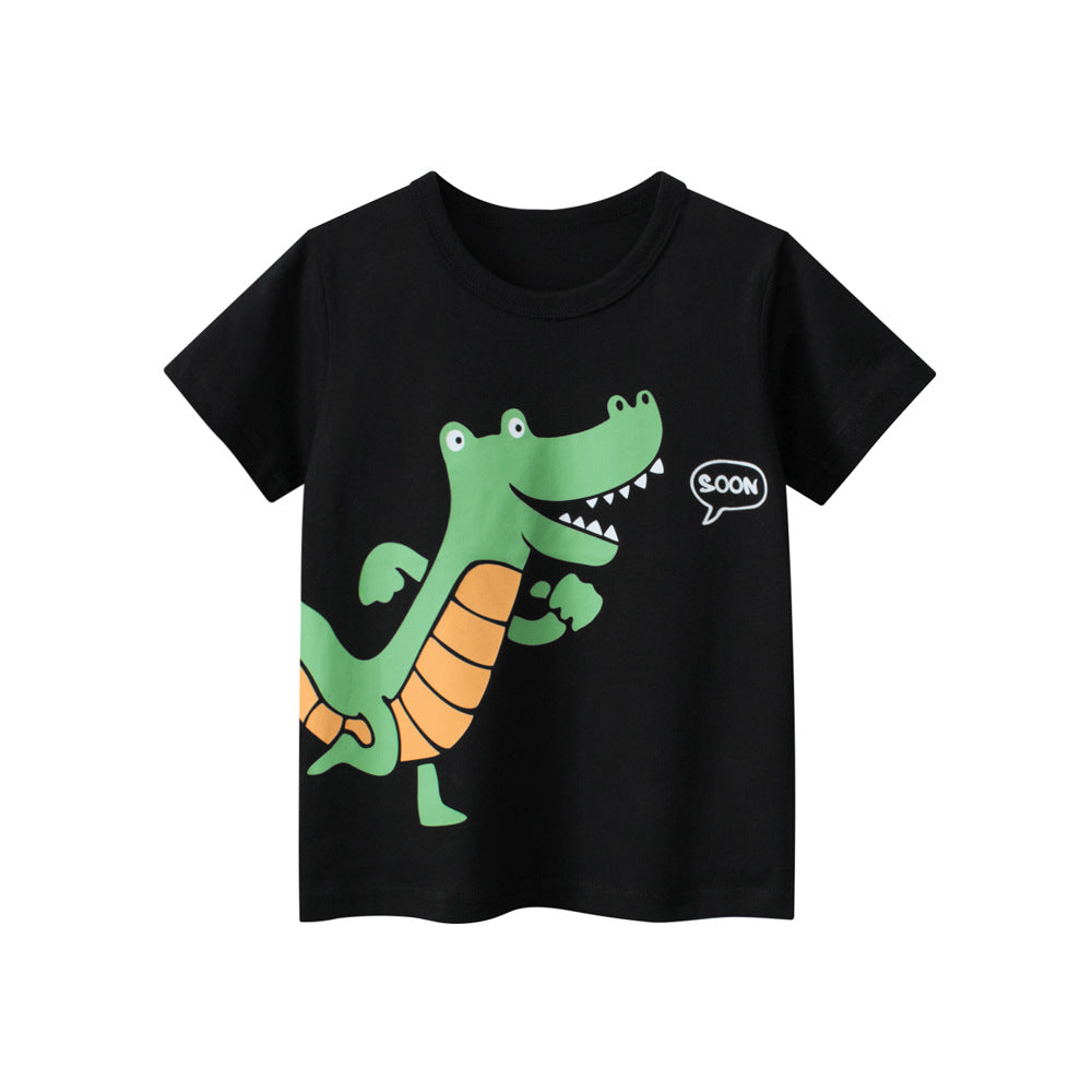 Boys’ Cartoon Crocodile Pattern T-Shirt In European And American Style-2