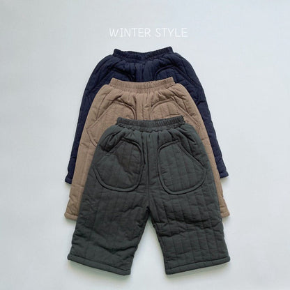 Baby Solid Color Cotton Quilted Winter Pants Outfits-10