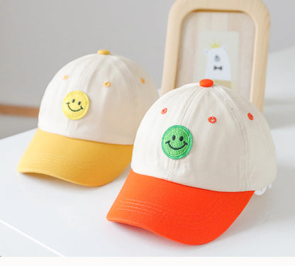 Baby Smiley Embroidered Pattern Color Matching Design Sunshade Peaked Hats-2