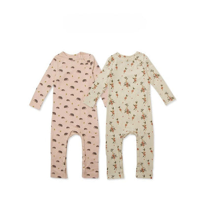 Baby Floral Print Pattern Long Sleeve Comfy Cotton Jumpsuit-5