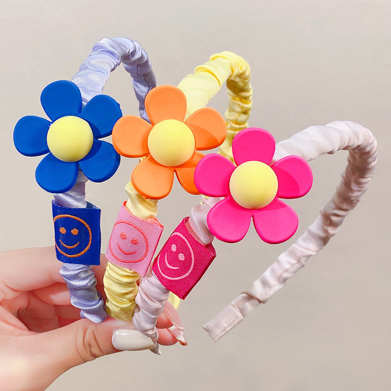 Girls Plastic Flower Decoration Fabric Headband-2