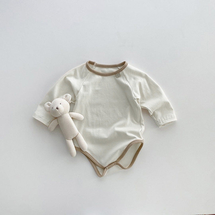 Baby Girl Solid Color Long Sleeves Soft Cotton Intimate Bodysuit-2