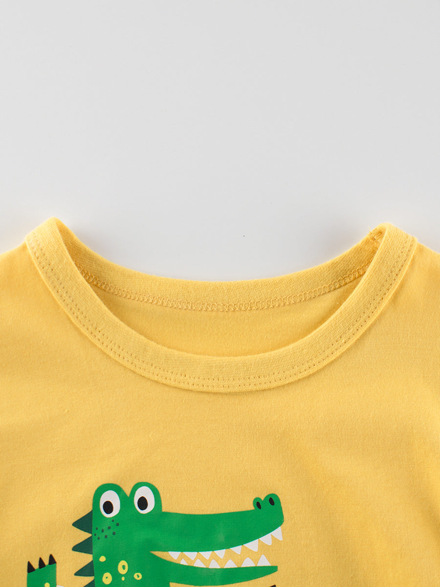 Boys’ Cartoon Alligator Print T-Shirt In European And American Style-2