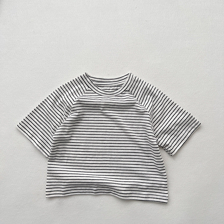 Baby Striped Pattern O-Neck Soft Cotton Shirts-1