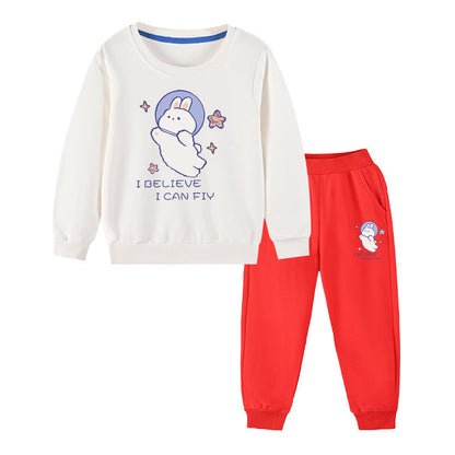 Baby Girl Cute Bunny Graphic Hoodie Combo Loose Trousers Soft Cotton Sets-1