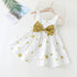 Baby Girls Polka Dot Pattern Sleeveless Round Collar Dress With Bow Decoration-3