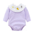 Baby Girl 1pcs Cartoon Embroidered Pattern Ruffle Neck Long Sleeved Triangle Bodysuit-2