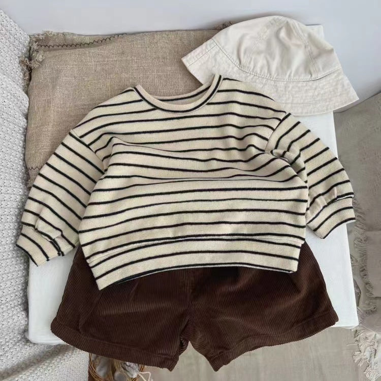 Baby Striped Pattern Puff Sleeve New Style Hoodie In Autumn-1