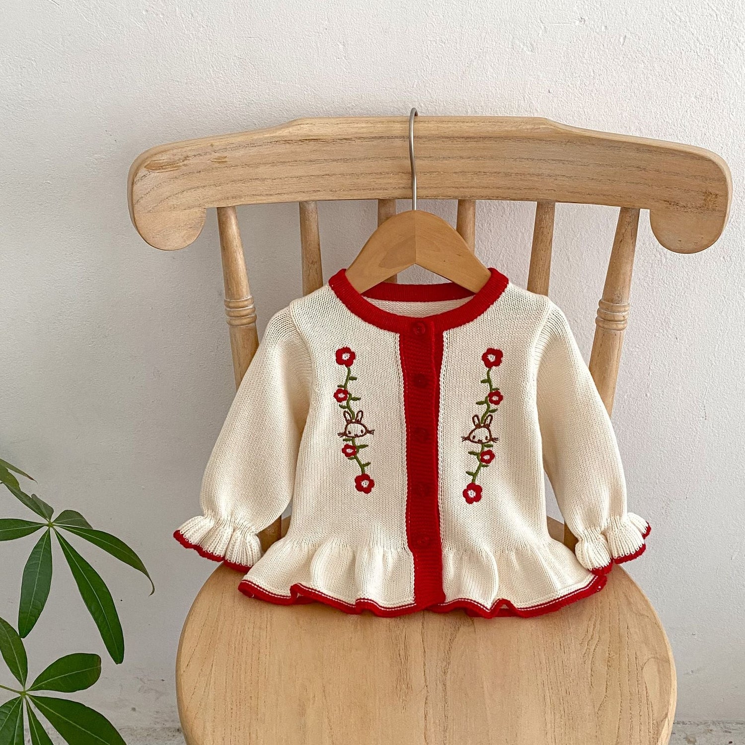 Embroidered Design Baby Girl Knitted Cardigan-2