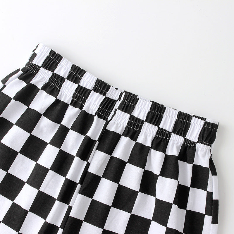 Baby Boy Checkerboard Pattern Summer Loose Pants-3