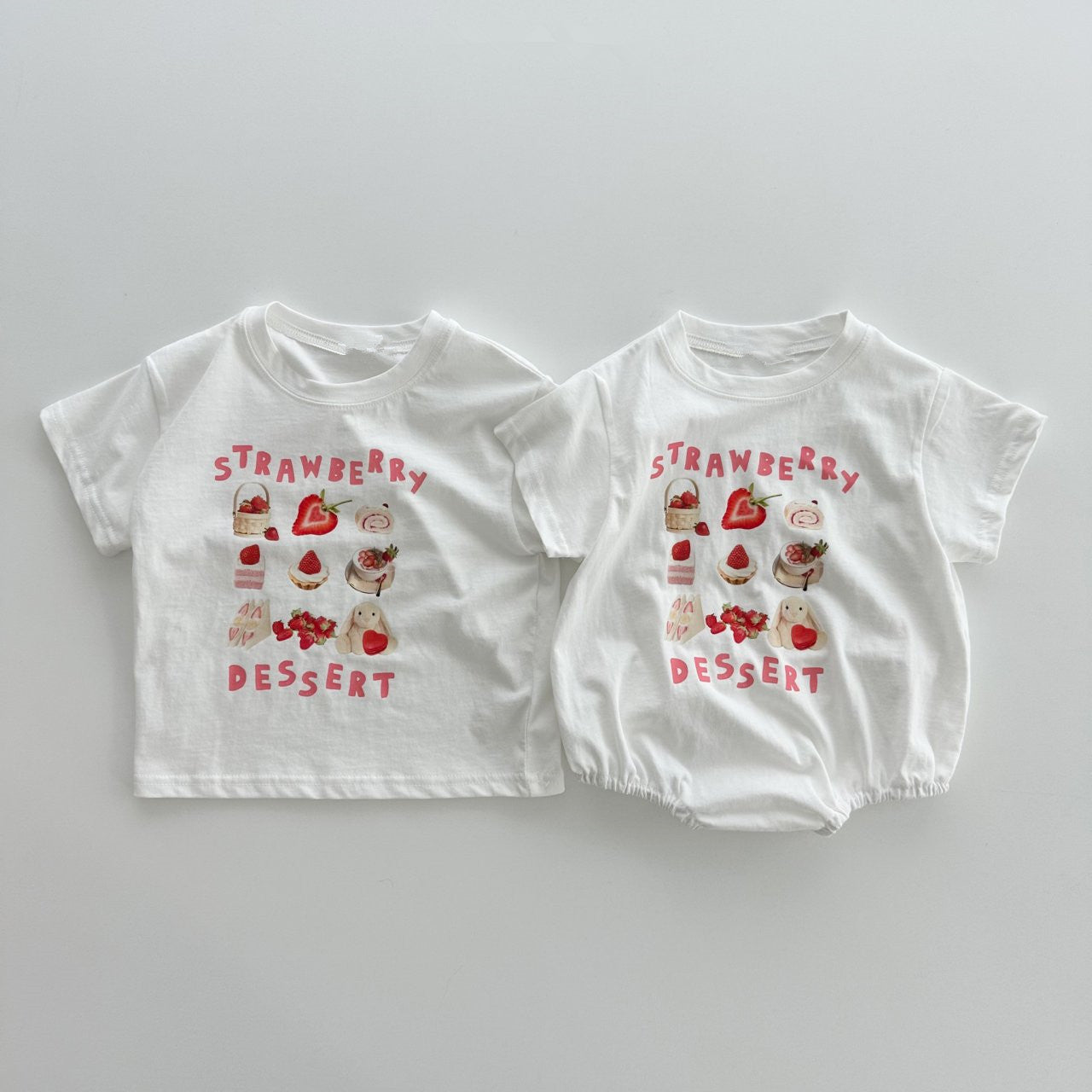 Rabbit Style Print Pattern Round Neck T-Shirt &amp; Onesies-3