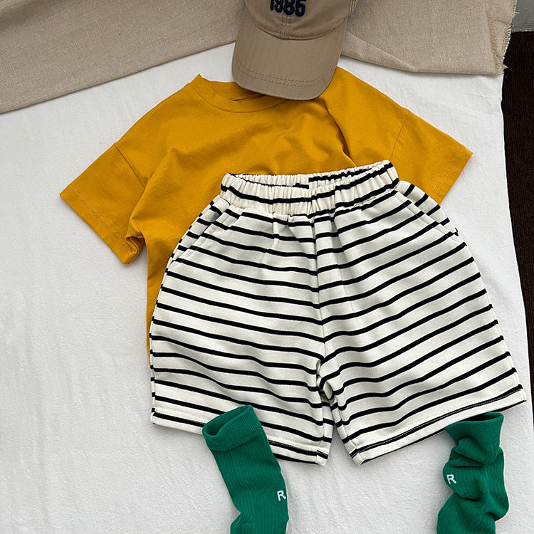 Baby Striped Pattern Fashion Sport Style Casual Shorts-3