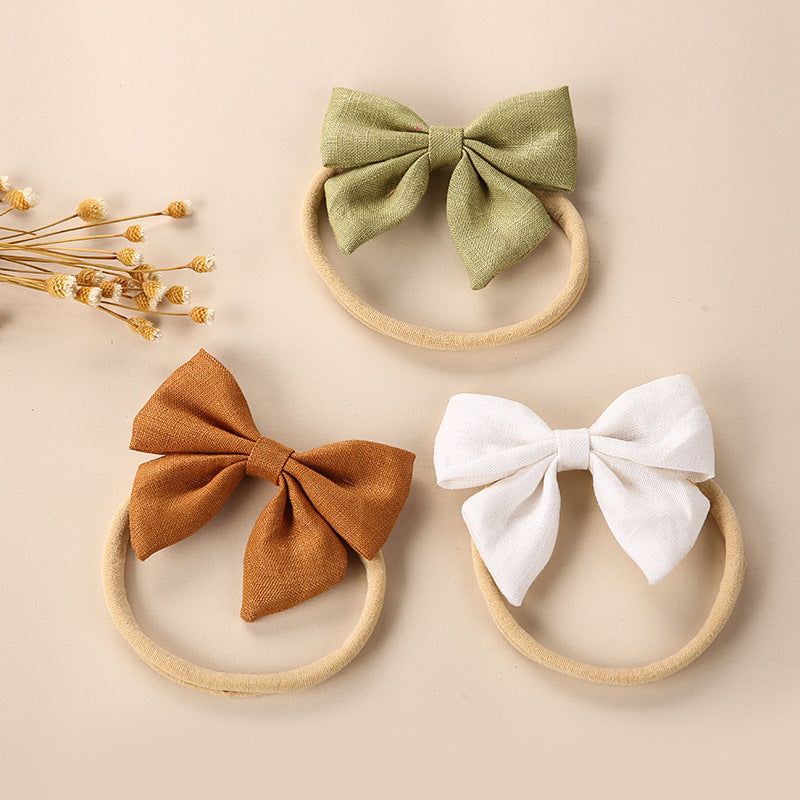 Baby Solid Color 3D Bow Handmade Elastic Headband-3