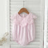 New Design Summer Girls Hollow Out Flower Collar Short Sleeveless Onesies And Short Sleeves Dress – Sister Matching Clothing Set-2