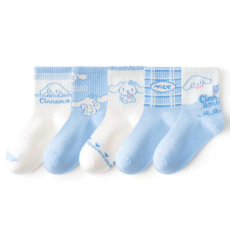 Spring New Arrival Girls Breathable Cartoon Mid-Calf Socks Set-2