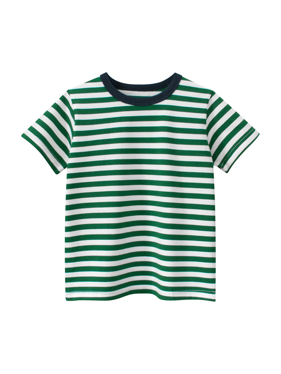 Boys’ Striped Pattern Casual T-Shirt In European And American Style-3