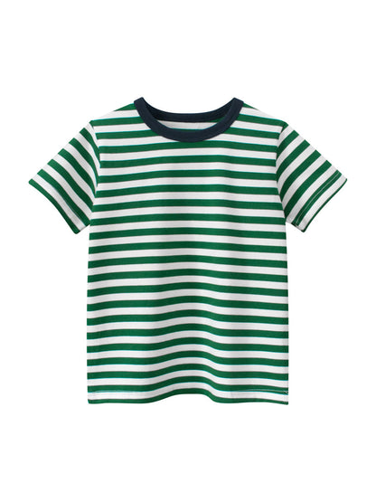 Boys’ Striped Pattern Casual T-Shirt In European And American Style-3