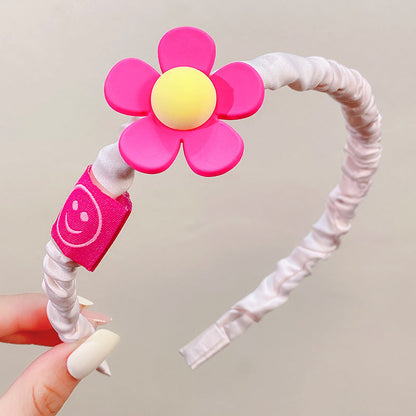 Girls Plastic Flower Decoration Fabric Headband-3