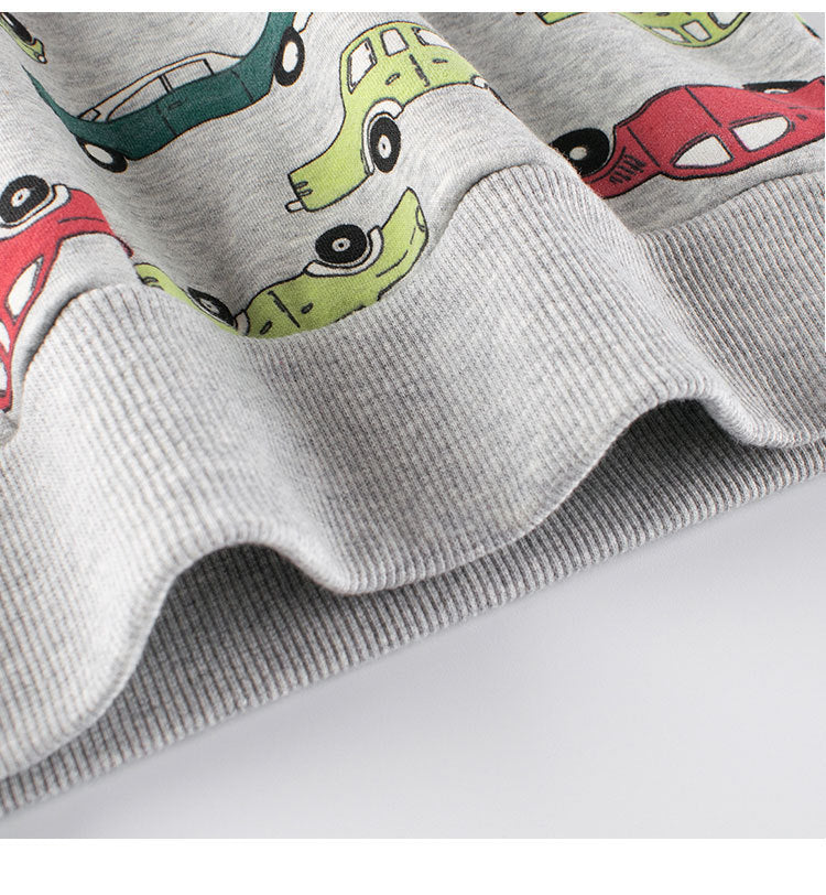 Baby Boys Automobile Cars Cartoon Crew Neck Long Sleeve Grey Pullover-3