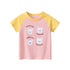 Summer Teddy Bear Cartoon Print Color Patchwork Girls’ T-Shirt In European And American Style-1