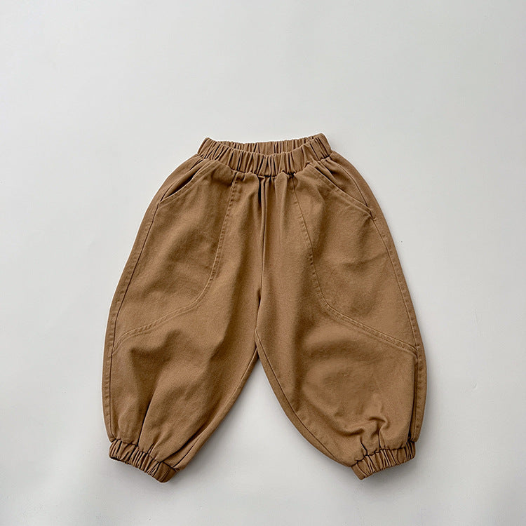 Baby Solid Color Quality Loose Casual Pants Trousers-2