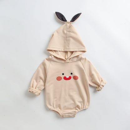 Baby Cartoon Pattern Korean Style Onesies With Hat-3