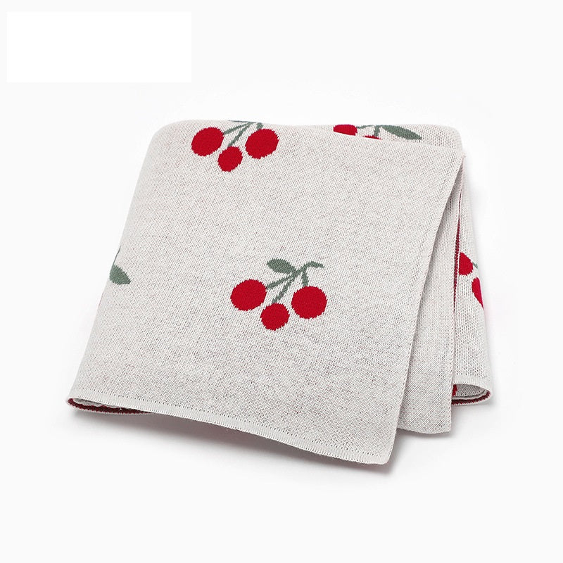 Hot Selling: Spring/Summer New Arrival Knitted Cute And Sweet Cherry Soft Baby Blanket, Perfect For Newborn Boys And Girls-2