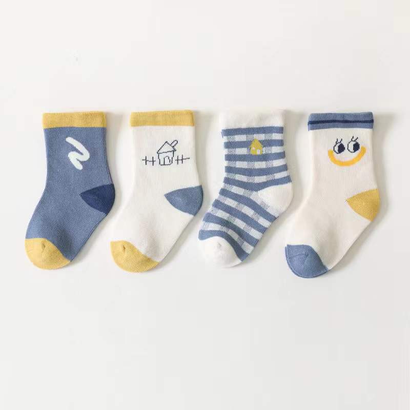 Baby Unisex 1Lot=4 Pairs Smile With House Pattern Socks-3