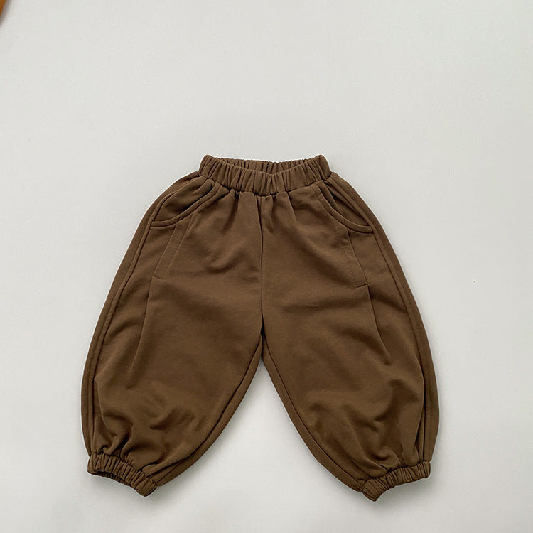 Baby Solid Color Loose Spring Autumn Baby Trousers-2