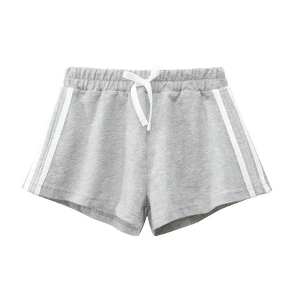 Baby Girl Solid Color Drawstring Design Casual Shorts In Summer-3