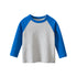 Boys Multi Colors Contrast Round Collar Long Sleeve T-Shirt-2